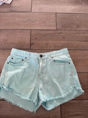 Free People Women’s Mint Frayed Hem Denim Shorts